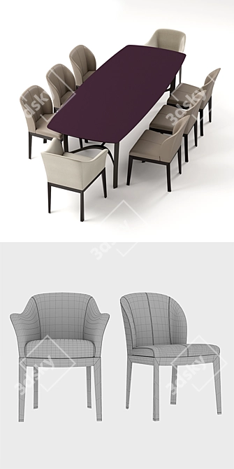 Giorgetti Normal Table Set 3D model image 8