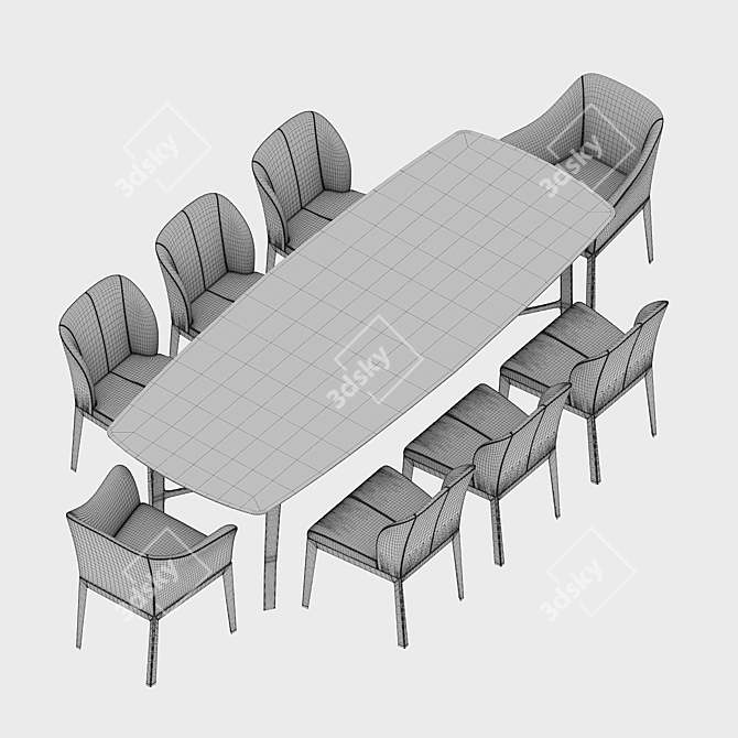 Giorgetti Normal Table Set 3D model image 12