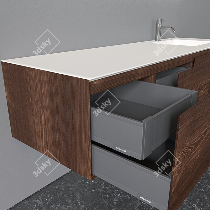 Antonio Lupi Panta Rei 01: Sleek Designer Sink and Mirror Set 3D model image 2