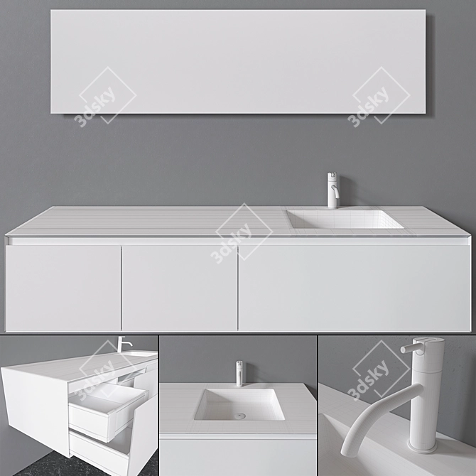 Antonio Lupi Panta Rei 01: Sleek Designer Sink and Mirror Set 3D model image 5