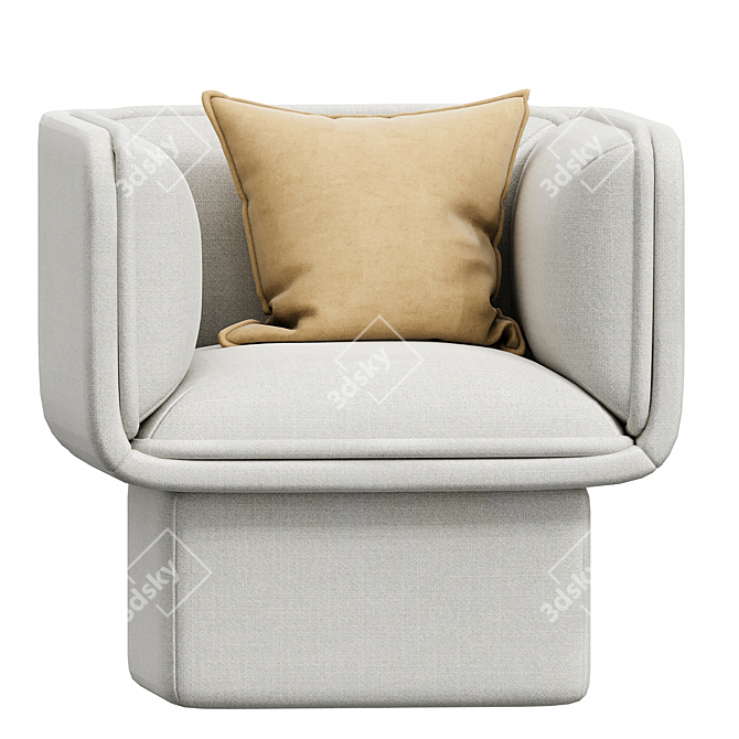 Modern Minimalist Block Armchair 3D model image 1