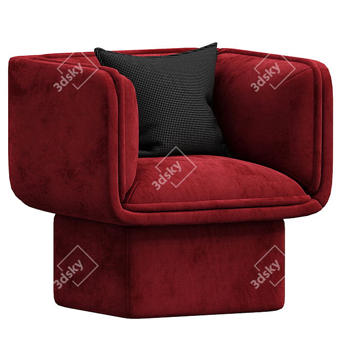 Modern Minimalist Block Armchair 3D model image 2