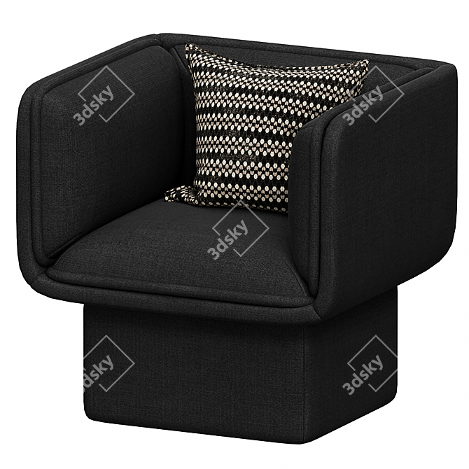 Modern Minimalist Block Armchair 3D model image 3