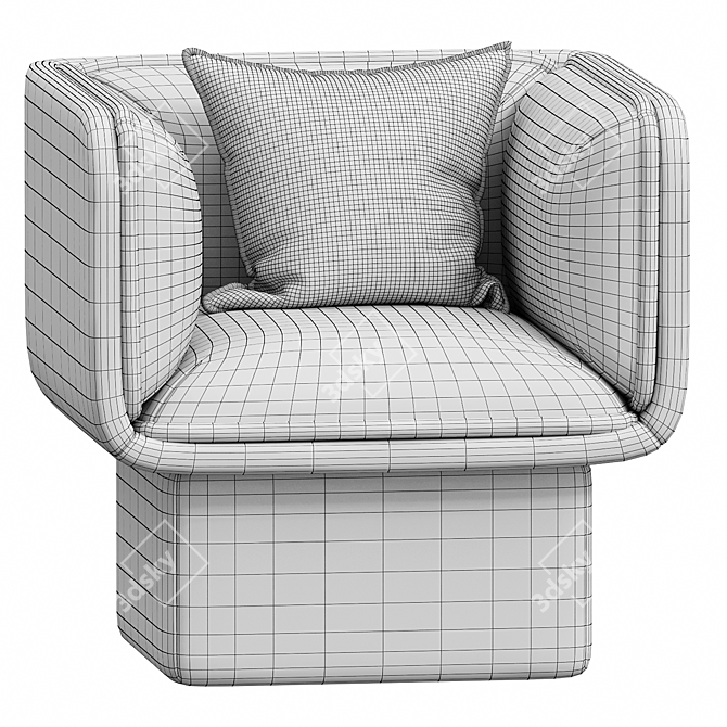 Modern Minimalist Block Armchair 3D model image 5