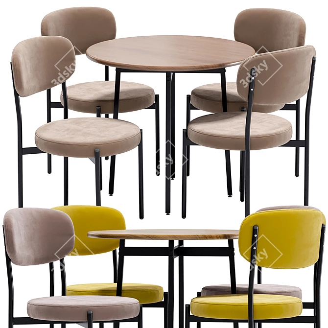 Modern Mason Dining Chair and Madison Table 3D model image 1