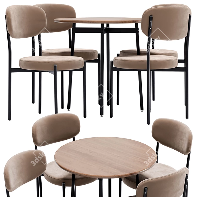 Modern Mason Dining Chair and Madison Table 3D model image 2
