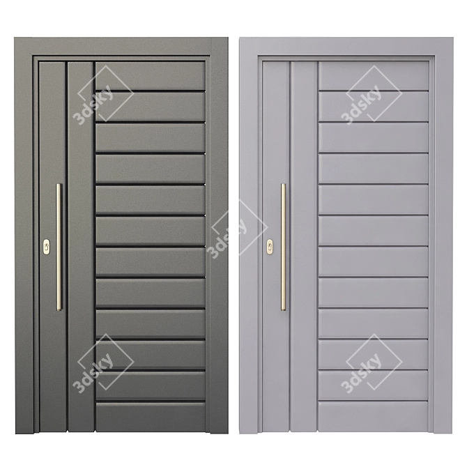 Elegant Samina Wooden Door 3D model image 1