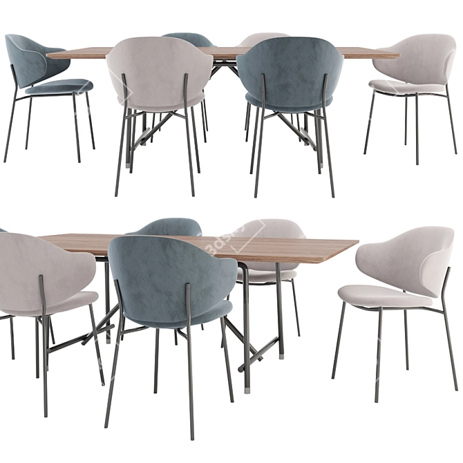 Elegant Harmony: Holly Chair & Any Day Table 3D model image 1