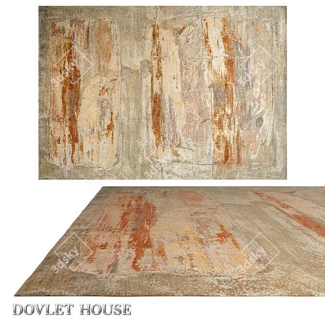 Title: DOVLET HOUSE Silk & Wool Carpet (Art 16256) 3D model image 1