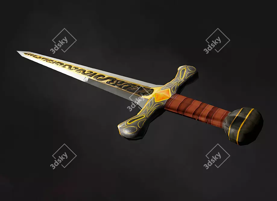 Gilded Blade of Power 3D model image 1