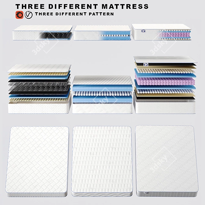 3D Mattress Collection: Versatile Designs & High-Quality Materials 3D model image 1