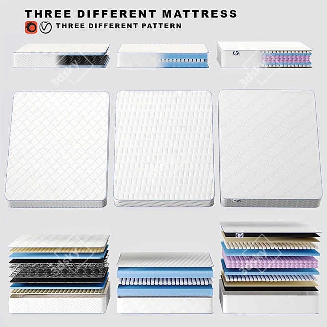 3D Mattress Collection: Versatile Designs & High-Quality Materials 3D model image 6