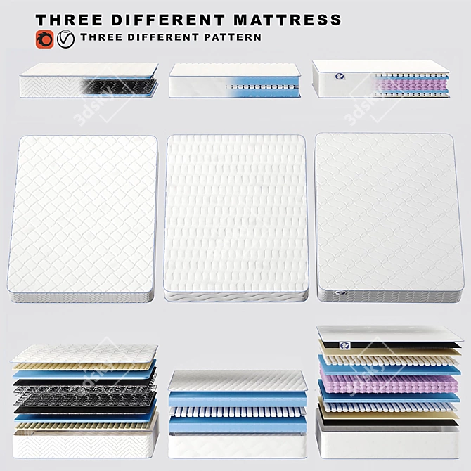 3D Mattress Collection: Versatile Designs & High-Quality Materials 3D model image 7