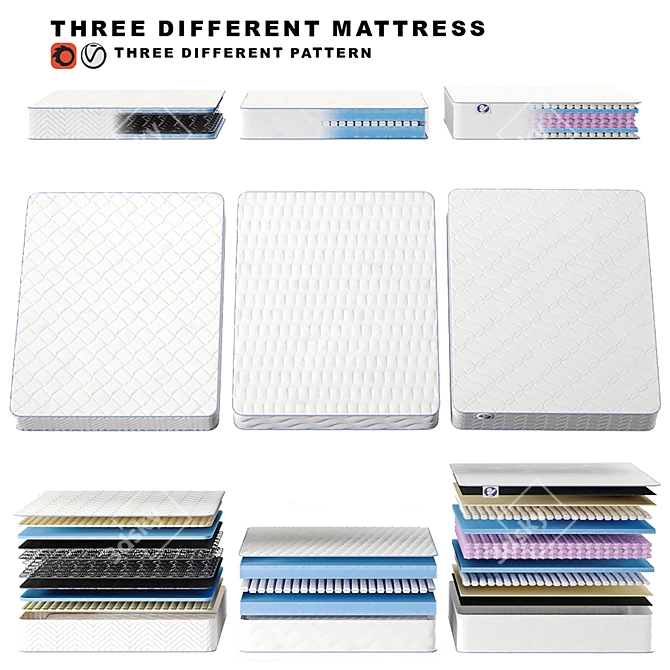 3D Mattress Collection: Versatile Designs & High-Quality Materials 3D model image 8