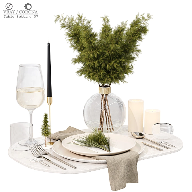 Elegant Table Setting Set 3D model image 1