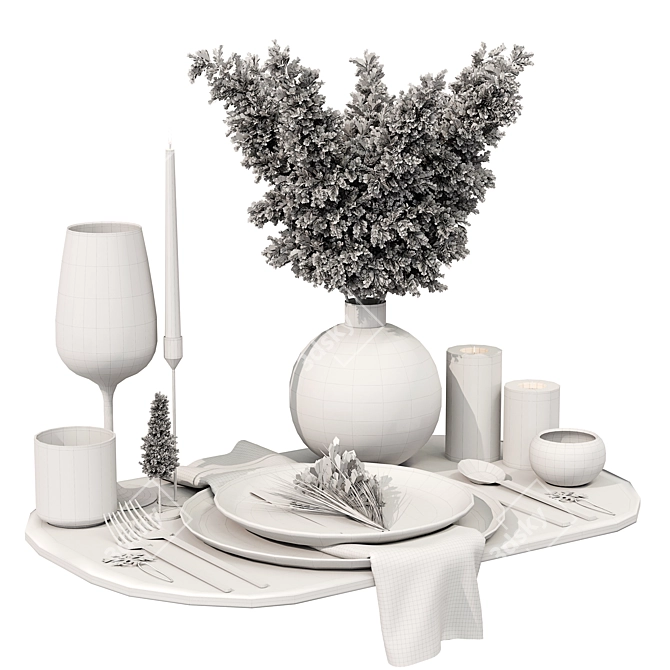 Elegant Table Setting Set 3D model image 5