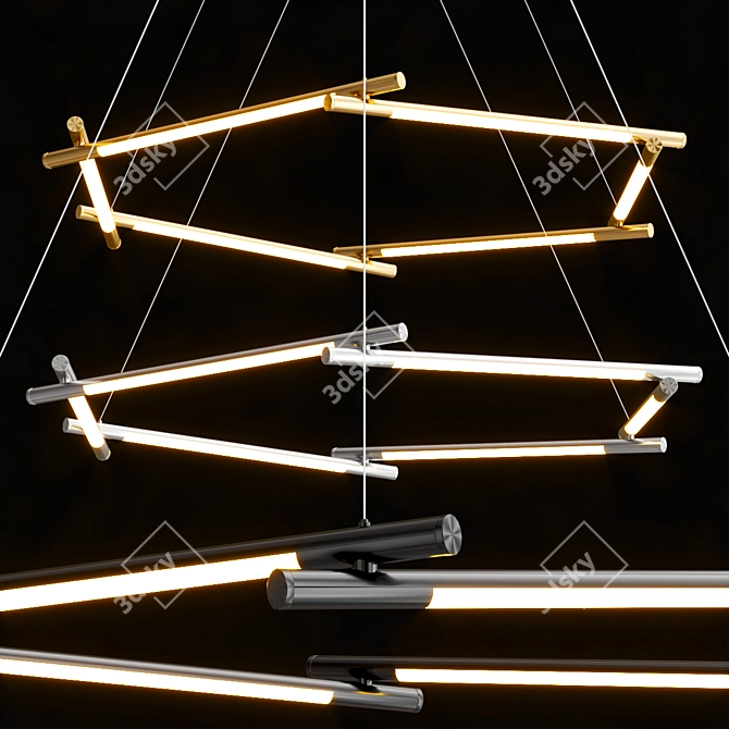 Sleek Circular Chandelier 3D model image 2