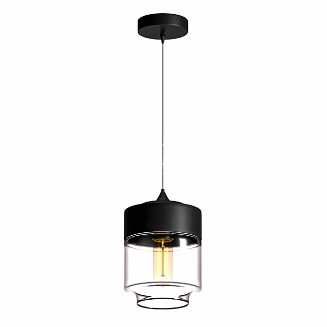Modern Glass and Metal Suspension Pendant 3D model image 4