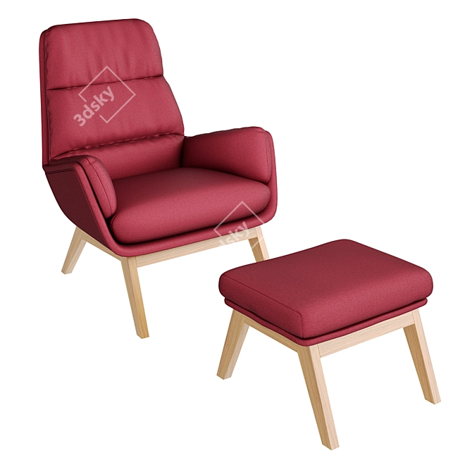 Luxury Comfort: Saiwala Orhus Armchair with Pouf 3D model image 4