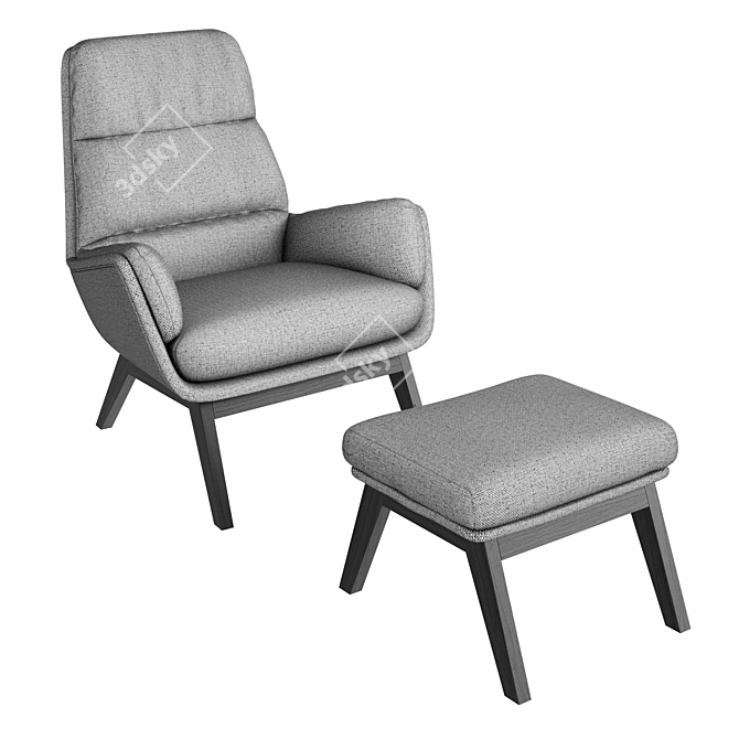 Luxury Comfort: Saiwala Orhus Armchair with Pouf 3D model image 5