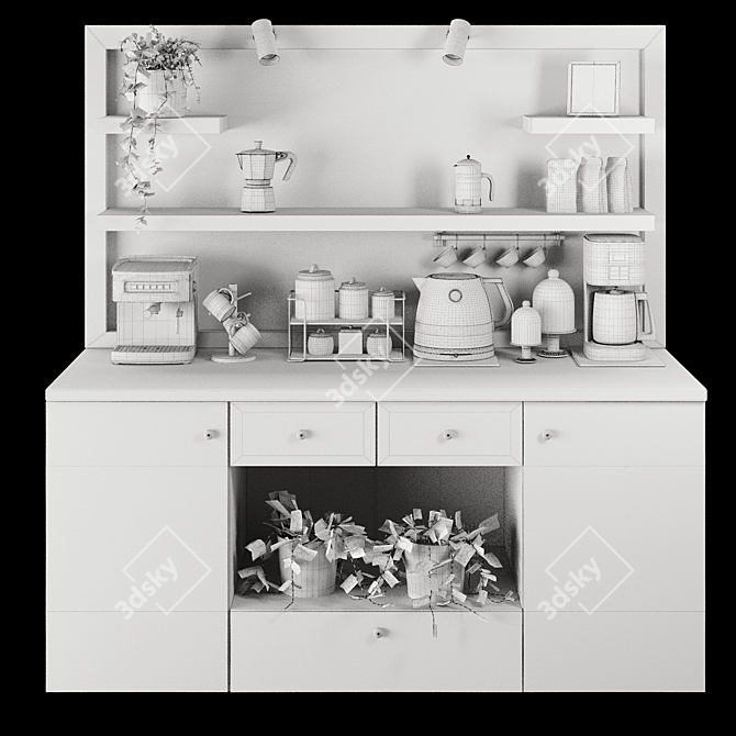 Coffee Bar 01: Bialetti, Hamilton Beach, Cuisinart, Kitchen Aid, Money Plants 3D model image 4