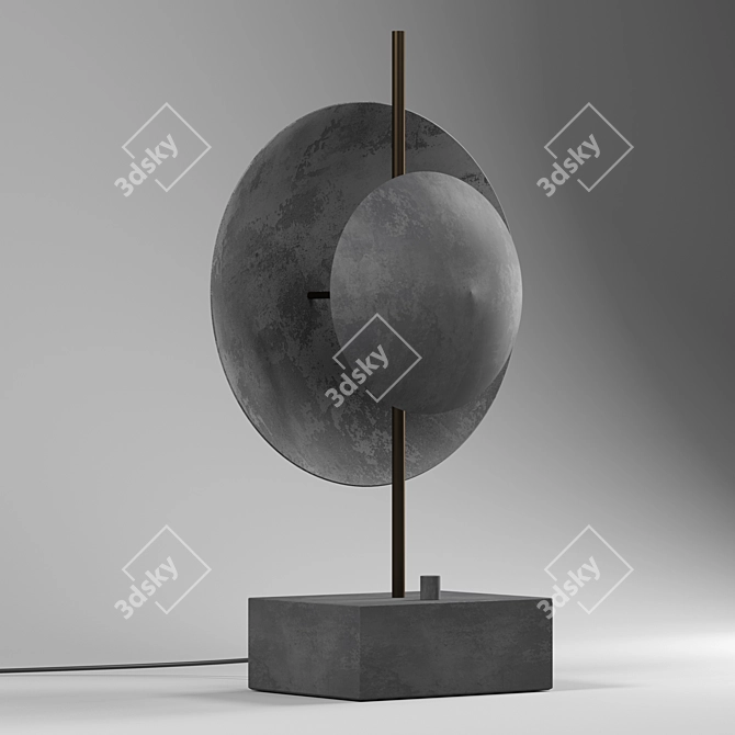 Dusk Table Lamp: Danish Modern Marble & Metal Design 3D model image 2