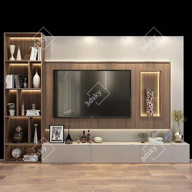 Customizable TV Wall Set | Modern Design 3D model image 1