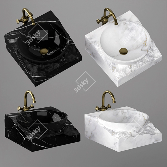 Elegant Marble Washbasin Bowl 3D model image 1