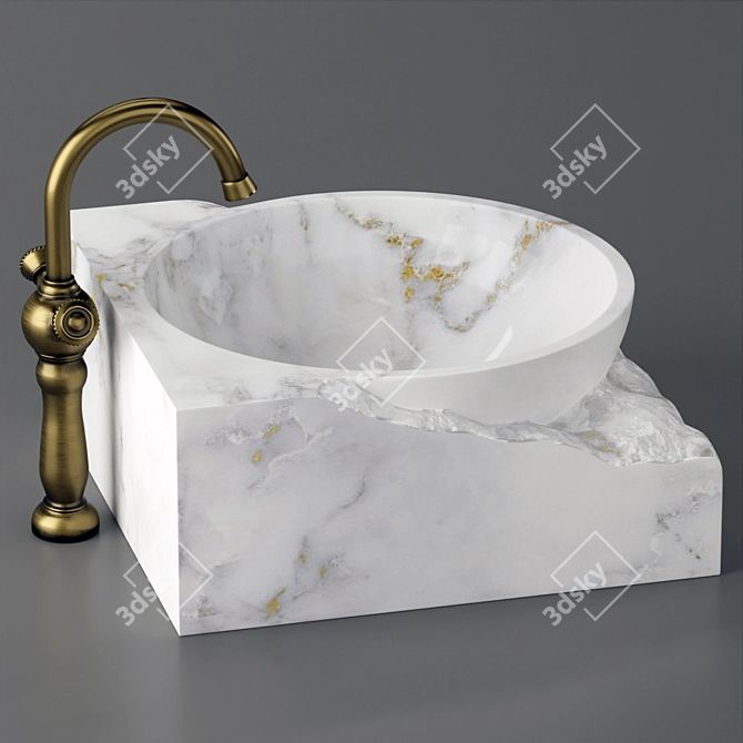 Elegant Marble Washbasin Bowl 3D model image 3