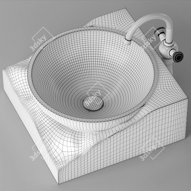 Elegant Marble Washbasin Bowl 3D model image 5