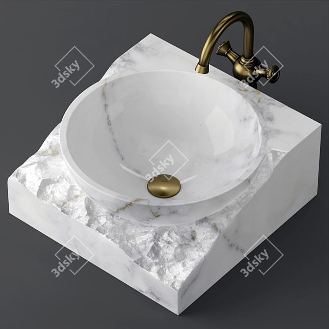 Elegant Marble Washbasin Bowl 3D model image 6