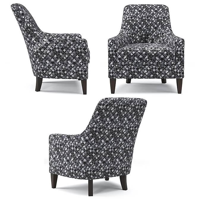 Elegant Talbot Armchair: White Fabric, Walnut Legs 3D model image 3