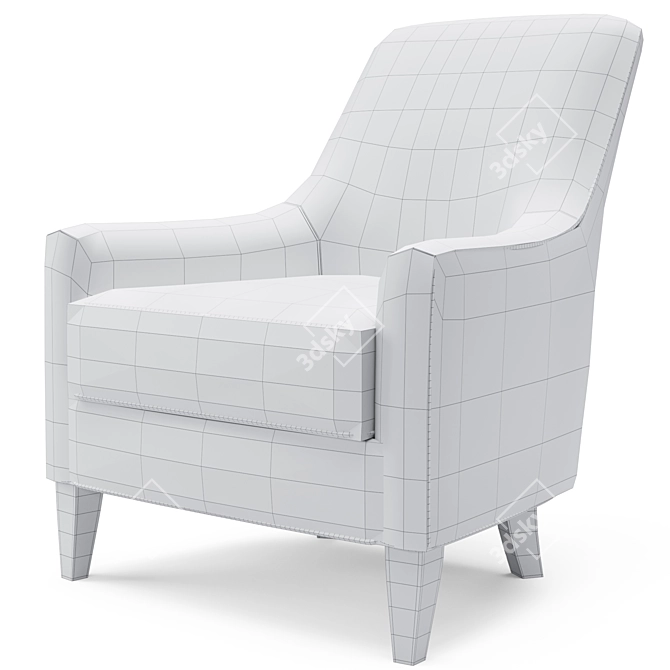 Elegant Talbot Armchair: White Fabric, Walnut Legs 3D model image 5
