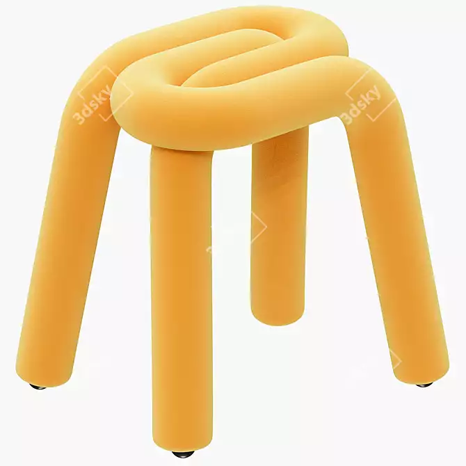 Bold Orange Mustache Stool: Vibrant and Versatile! 3D model image 2