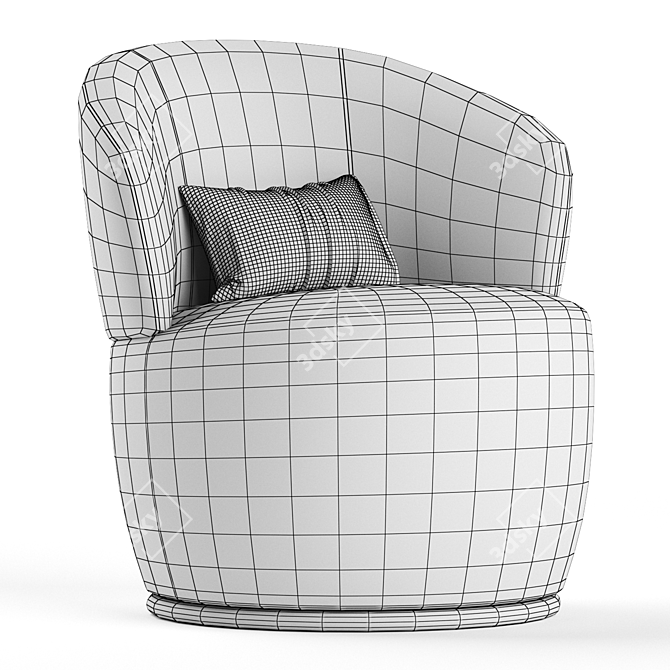 Amber Boucle Swivel Chair 3D model image 4