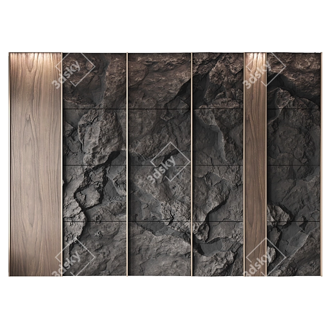 Rock Wall Panel: Two-Tone Stone Décor 3D model image 1