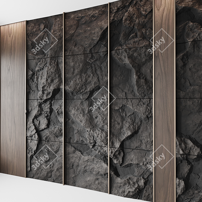 Rock Wall Panel: Two-Tone Stone Décor 3D model image 2