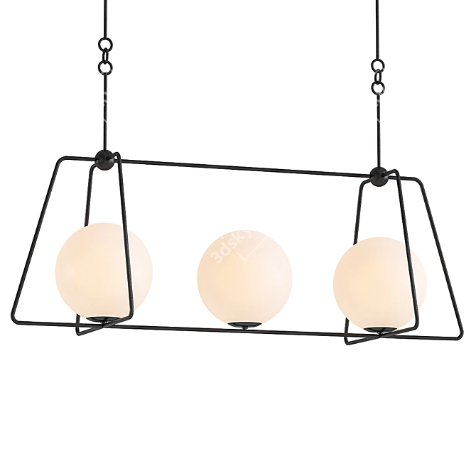 Sleek Rectangular Pendant Chandelier 3D model image 1