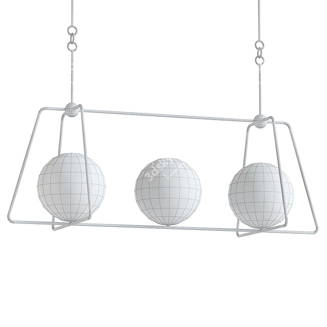 Sleek Rectangular Pendant Chandelier 3D model image 2