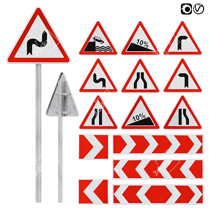 Warning Signs Set 1: High Quality, Durable, Multilingual 3D model image 1