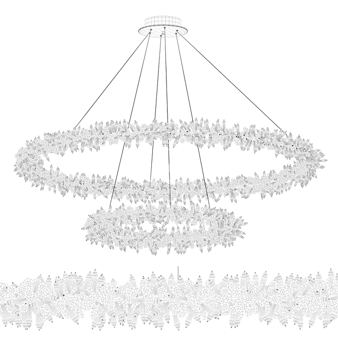 Lorenza Double Crystal Pendant Chandelier 3D model image 2