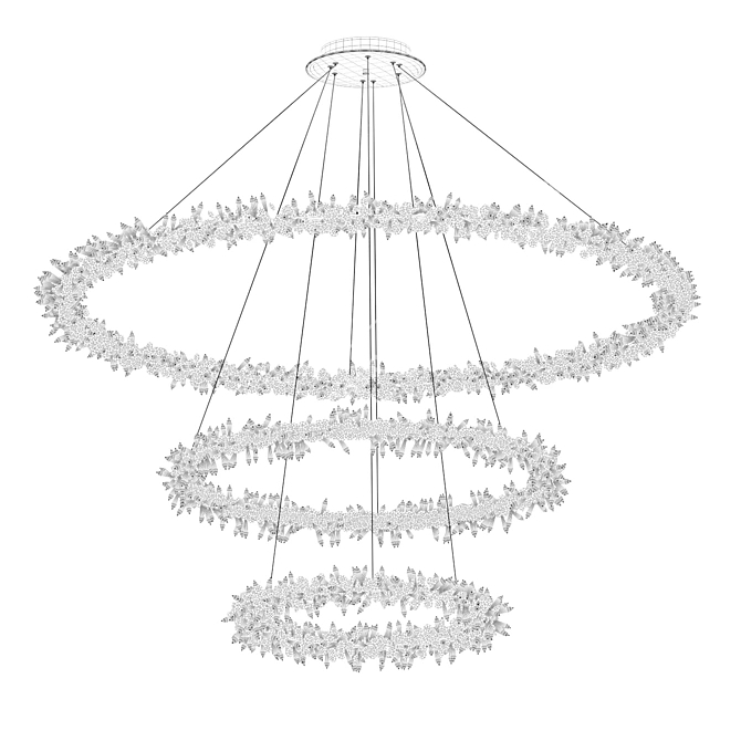 Triple Crystal Pendant Chandelier - Lorenza 3D model image 2