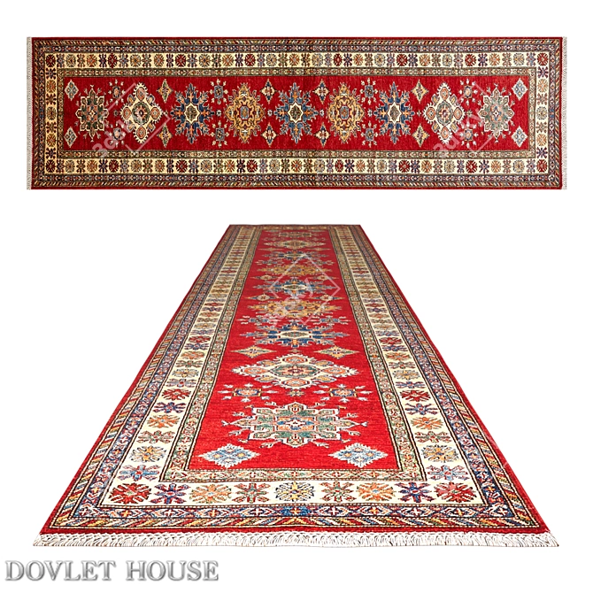 Title: DOVLET HOUSE Wool Carpet Runner 3D model image 1