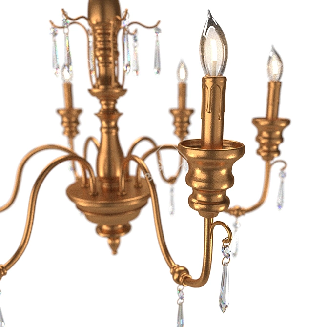 Elegant Brassy French Chandelier 3D model image 2