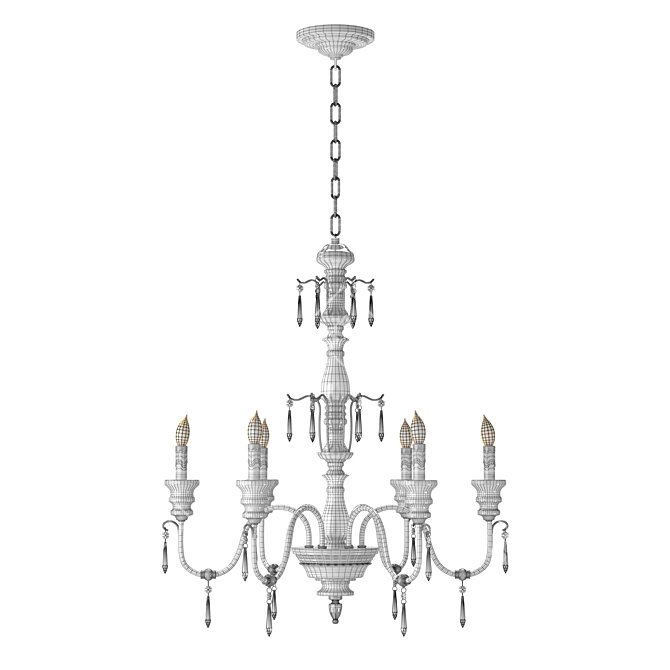 Elegant Brassy French Chandelier 3D model image 6