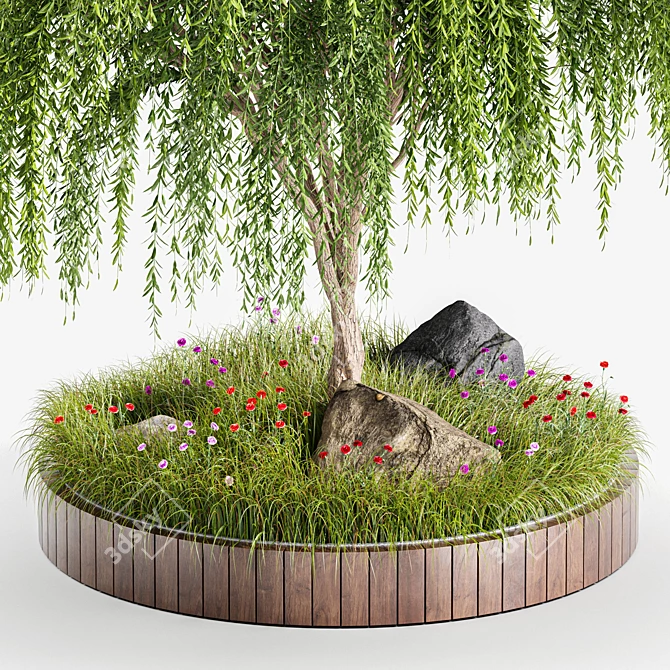 Title: Weeping Willow Tree - Outdoor Garden Design 3D model image 2