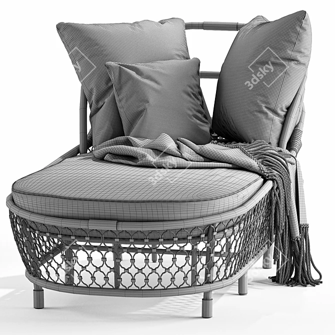 Stylish Rattan Sun Lounger 3D model image 6