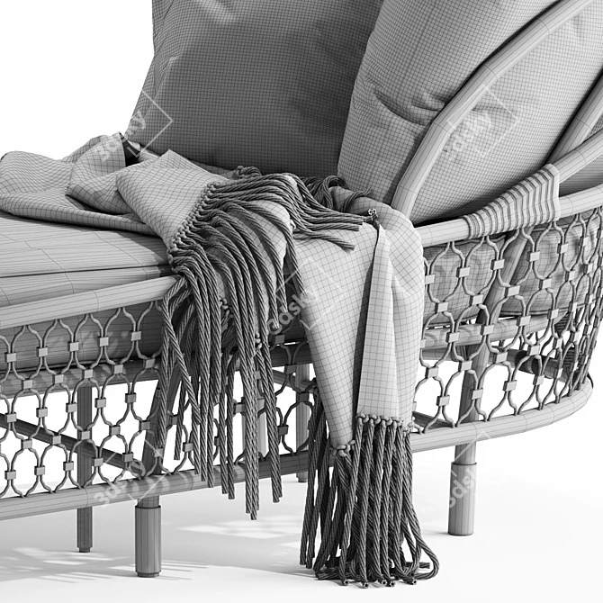 Stylish Rattan Sun Lounger 3D model image 7