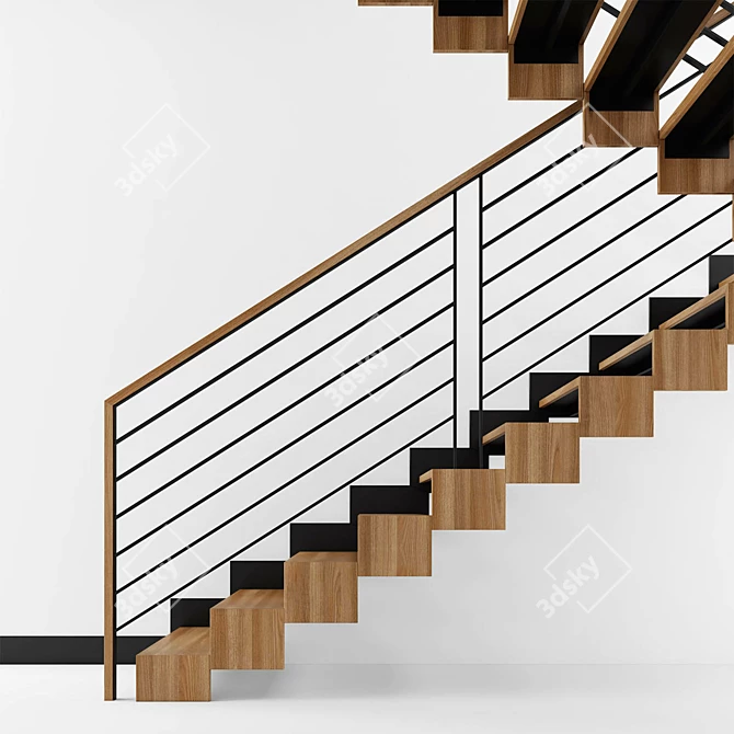 Sleek Modern Stairway Design 3D model image 2
