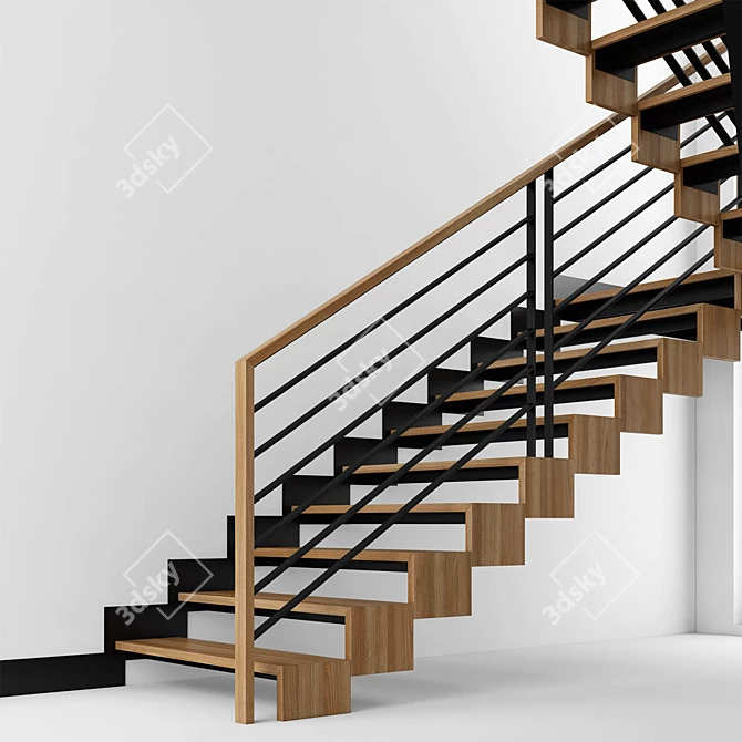 Sleek Modern Stairway Design 3D model image 3